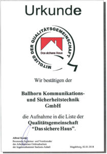 Zertifikat Ballhorn